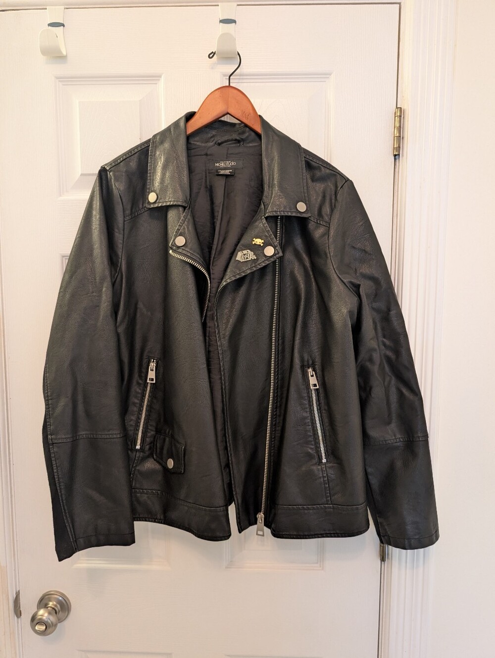 Pleated Moto Jacket With Cute Goth Pins